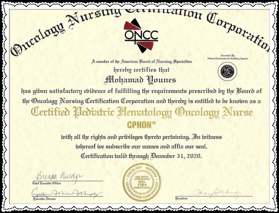 Recertification | Certified Pediatric Hematology Oncology Nurse CPHON® 2016